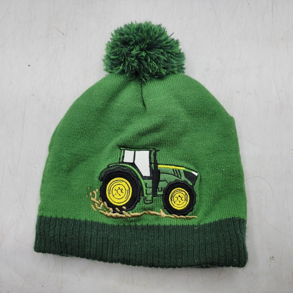 John Deere Kids Pom Pom Beanie Hat Green Tractor This Is How I Roll Winter Warm